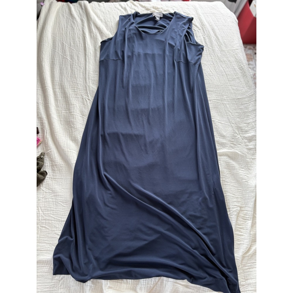 JL Studio Maxi Dress Sleeveless Navy Blue Scoop Neck Stretch Minimalist 1X